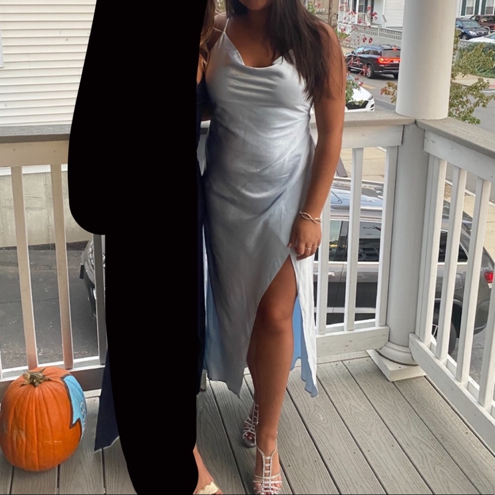 🌸Hey Girl Long Satin Cowl Neck Dress - Picture 15 of 15